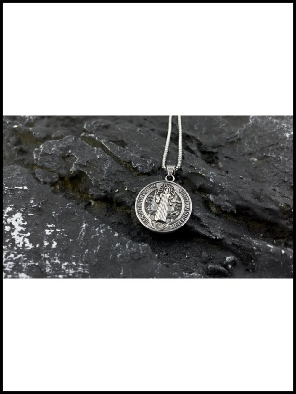 St Benedict Exorcism Medal Stainless Steel Necklace Christian Catholic Pendant